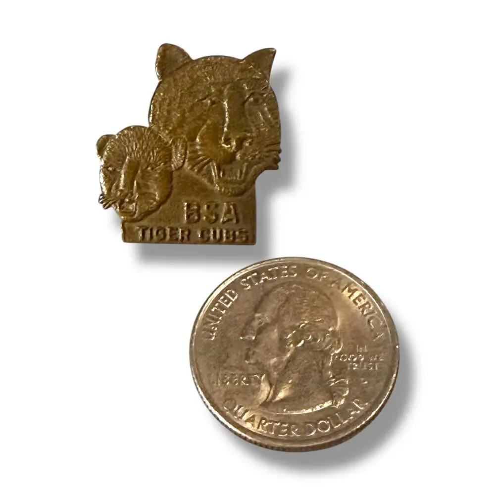 Vintage Boy Scouts of America Tiger Cubs Lapel Pin Bronze Tone 3D Collectible